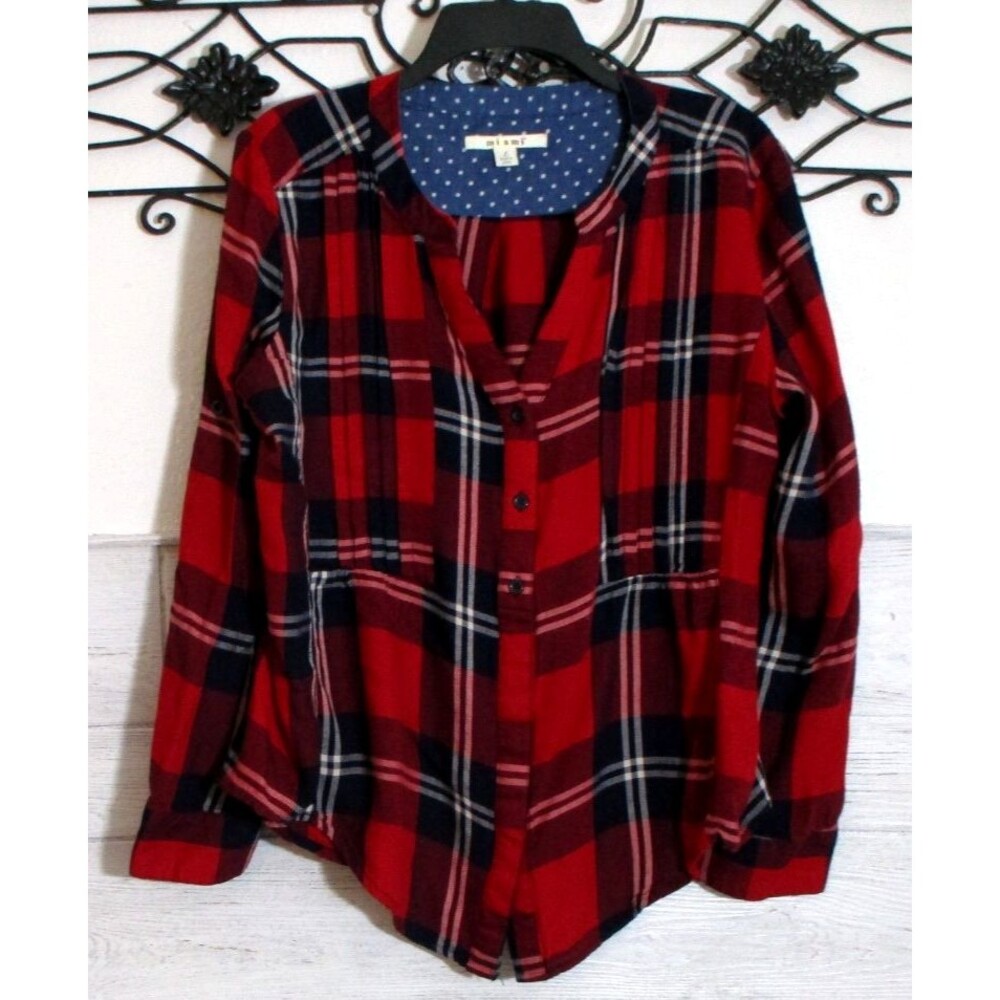 Miami Women's Top Size L Long Sleeve Multicolored Plaid